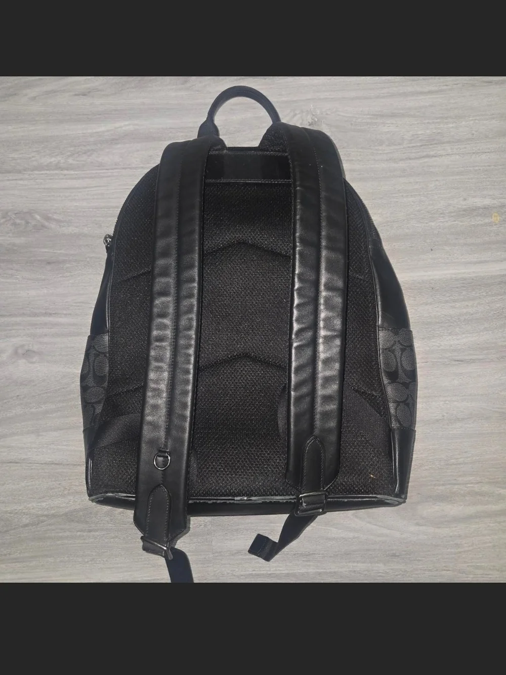 Coach Signature Monogram Backpack in Charcoal/Black
